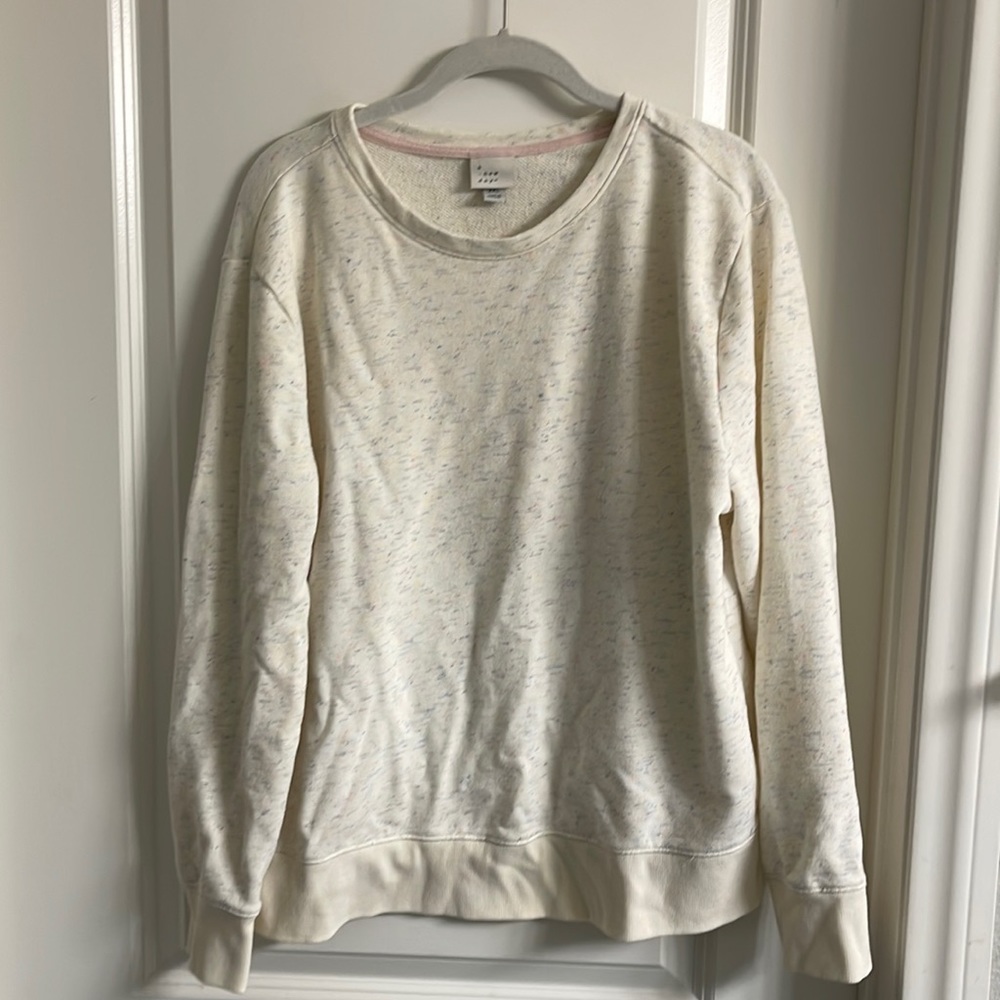 Cream Color Speckled Sweatshirt in XXL